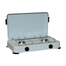Cucina portatile versatile GPL Fornello a Gas da campeggio con 2 Fuochi - Bianco