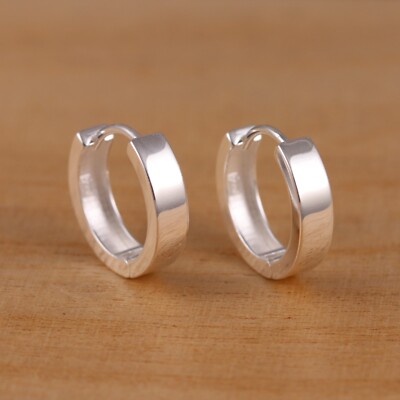 925 Sterlingsilber 16 mm x 4 mm Einfach Huggie Hoop Ohrringe Herren Damen Geschenkbox