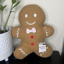 NEW Target Bullseye's Playground Christmas Gingerbread Man Sherpa Pillow 11.5"