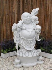 Dinova Prosperous Standing Buddha White Asian Garden Ornament Statue Sculpture
