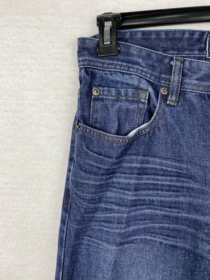 Pantalones de mezclilla Michael Brandon para hombre 30x30 ajustados rectos lavado oscuro trabajo informal Foto 4 de 4