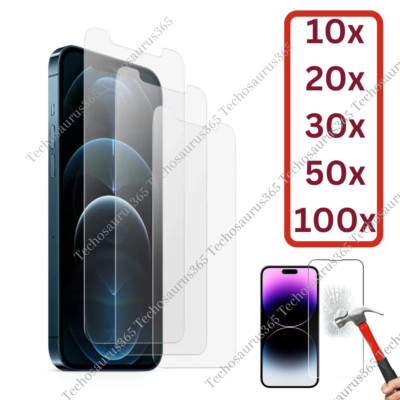  Lot Tempered Glass Screen Protector For iPhone 8 XR XS 11 12 13 14 15 16 ProMax