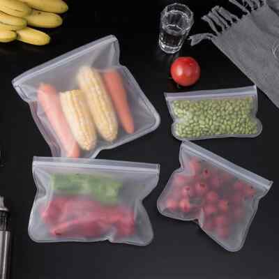 Silicone Food Storage Bag Reusable Stand Up Zip Shut Bag