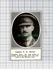C5175) Captain G R Barton Cheshire Regt World War One - SMALL 1918 Clip