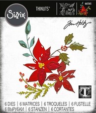 New Retired Sizzix Thinlits Festive Bouquet 6pc 665565 Retail 21.99 Tim Holtz