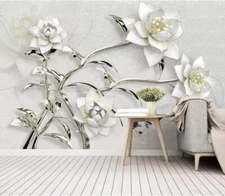 3D White Flower 46594NA Wallpaper Wall Murals Removable Wallpaper Fay