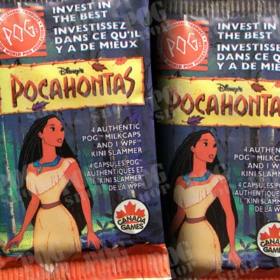 WPF / CANADA GAMES POGS 1995 Sealed Pack CANADA GAMES POCAHONTAS - Ultra Rare - POG SHOP