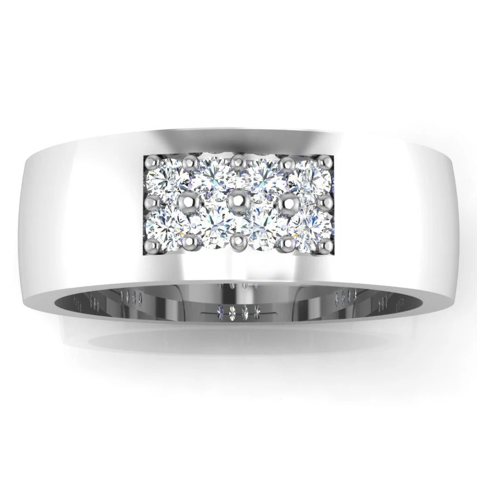 Banda de compromiso de diamantes reales genuinos de corte redondo de 0,28 quilates platino sólido 950 Foto 2 de 4