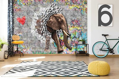 3D Creative Elephant ZHU906 Wallpaper Wall Mural Removable Self-adhesive Ann