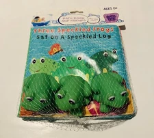 Bath Time Fun Waterproof Book & Three Small Squirty Speckled Frog Bath Toys Set