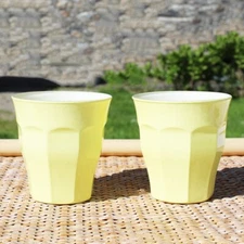 Pair of Duralex glasses / cups model Le Picardie pastel yellow