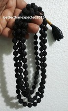 RARE BLACK RUDRAKSHA MALA HOLY HINDU 108 +1 BEADS ROSARY MALA 10 MM NECKLACE 011