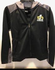 NFL Youth Boys Super Bowl 50 Debossed Hoodie Black Jacket NWT Large 14/16