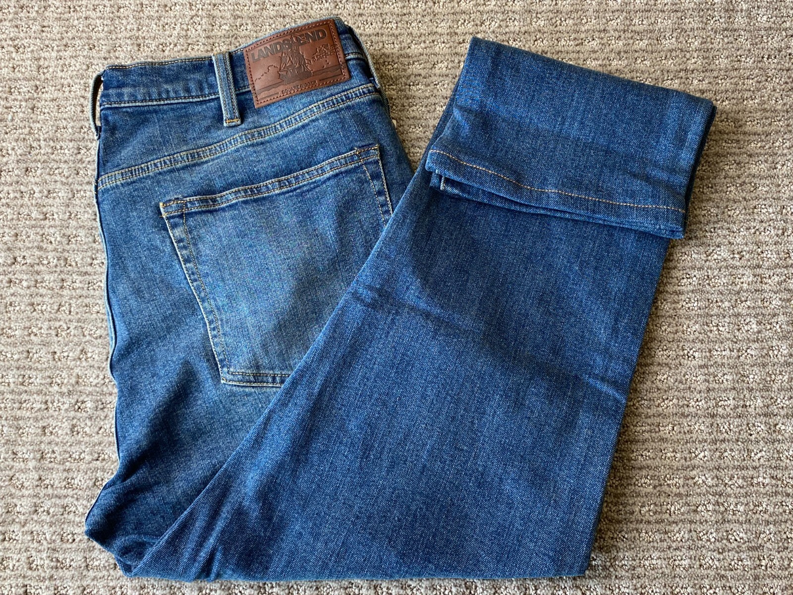 65 New Lands' End Men's Slim Fit 5 Pocket Denim Jeans Blue 36x28 DR