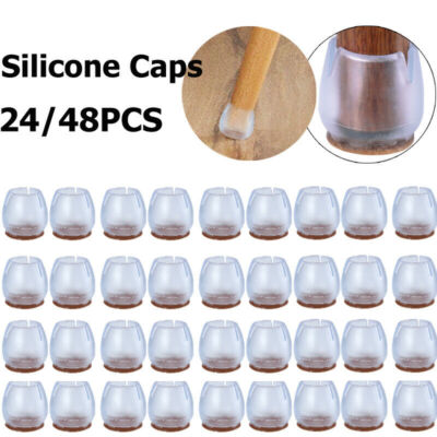 24/48x Chair Leg Floor Protectors for Hardwood Floor Fits Different Shape Chair