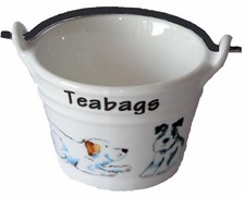 Dogs teabag tidy Bucket, decorated all round  choice of 3 option choose