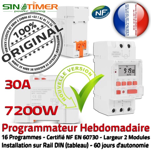 Minuteur Contacteur Programmations Journalières Chauffage Rail DIN 30A 7200W - Photo 2/7