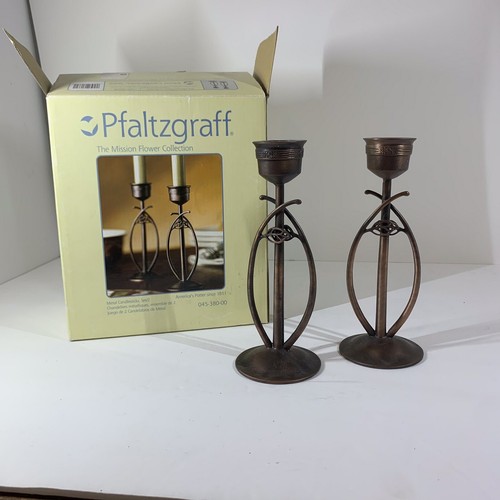 Arts & Crafts Pfaltzgraff Mission Flower Candlesticks Set of 2
