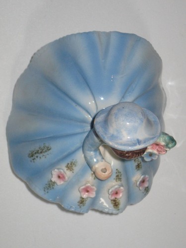 RAR Lefton Bloomer Girl Figur blaues Kleid rosa Blumen 1950 Japan Nr. 4791 - Bild 4 von 5