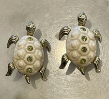 Vintage White Sea Turtle Brooch Pin, Two Available