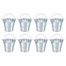 8Pcs 2.4"x2" Small Metal Buckets Mini Galvanized Easter Buckets Bright Silver