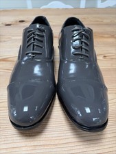 Stacy Adams Men's Gala Cap Toe Oxford Gray Patent Upper Stacked Heel Sz 12