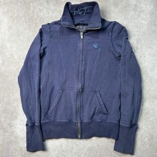 Abercrombie  Fitch Womens Navy Blue Full Zip Moose Logo Sweatshirt Medium