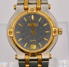 GUCCI 9000L Black Dial Two Tone Quartz Date L...