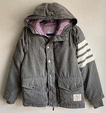 Authentic Luxury THOM BROWNE Gray Wool Puffer Jacket Size S