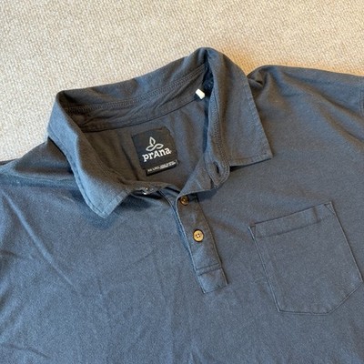 PrAna Short Sleeve Pocket Polo Men's XXL Shirt Dark Gray Shirt