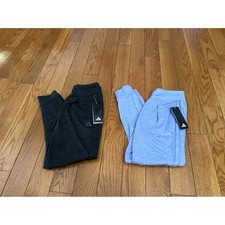 New bundle 2 Adidas Kids 3 Stripe Cuffed Jogger Pants Set Size S gray  purple