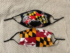 Maryland Flag Face Mask Covering Adjustable Cotton Lining NEW 2 Pack
