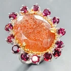 Handmade 13 ct+ Natural Sunstone Ring 925 Sterling Silver Size 7 /R439871