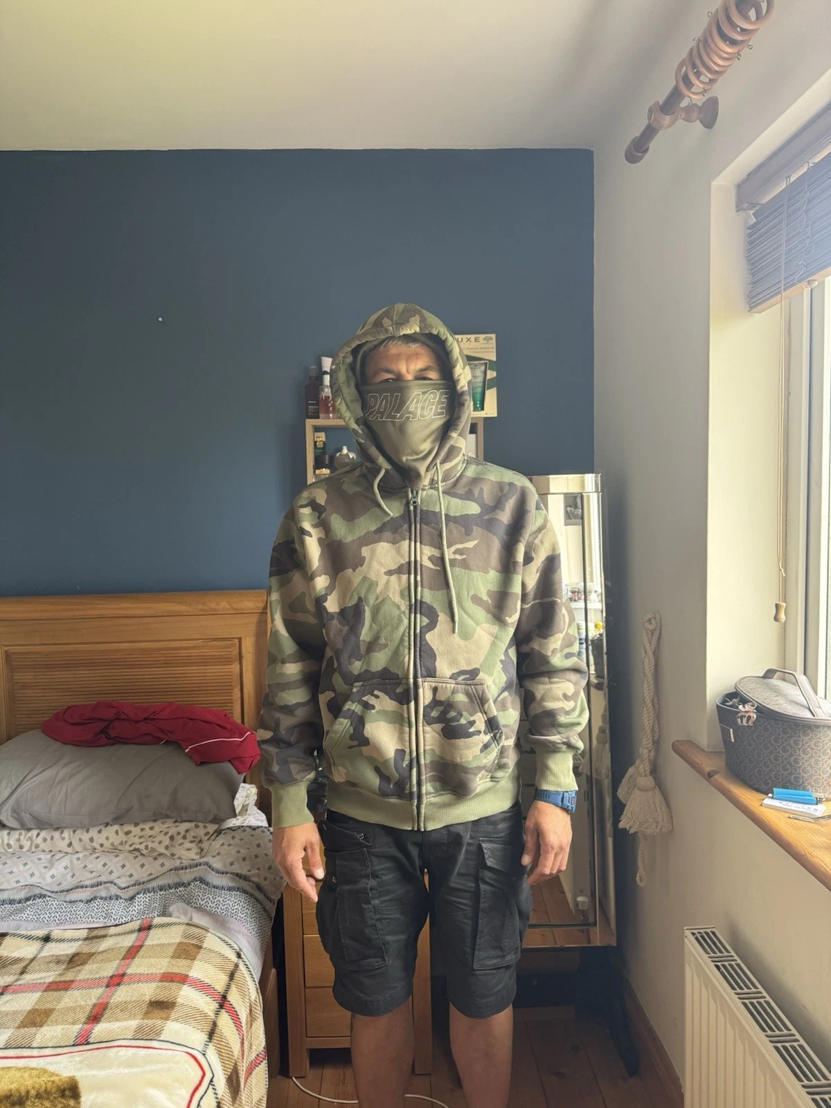 Palace FaceMask Thermal Hoodie Full ZIP Camouflage Size Large