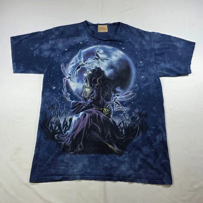 Camiseta De Colección The Mountain Moon Goddess Fairy Tie Dye Gráfico Azul L Envejecido - Imagen 1 de 4