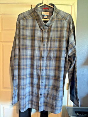 Columbia Long Sleeve Button Down Mens Shirt Sz XXL Blue Plaid