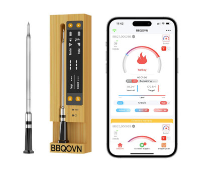 Funk-Fleischthermometer - 7 NIST-Sensoren für BBQ/Grill - Umgebungstemperaturüberwachung
