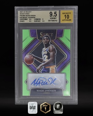 2021 Select Signatures Magic Johnson Auto Neon Green /99 BGS 9.5/10