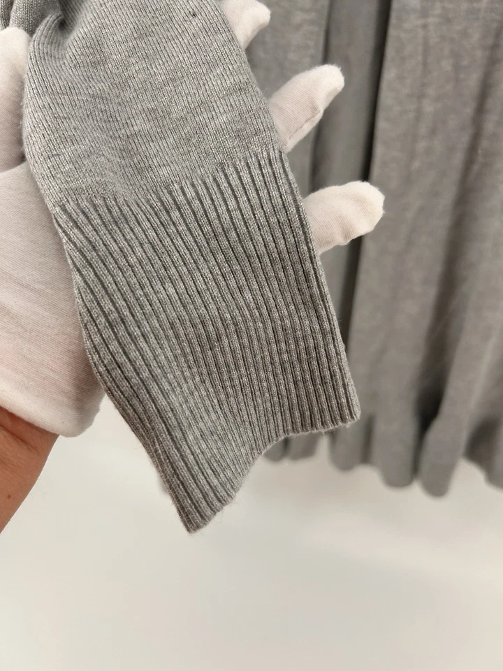 Vila Milano Cotton  Blend Gray Women’s Open Cardigan Sweater Ruffle Hem M Medium - Image 3 of 4