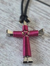 New Horseshoe nail cross metal necklace fashion Pink