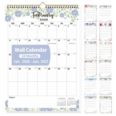 Large Vertical Wall Hanging Calendar Jan 2026 To Jun 2027 Seasons 12x17 Inch