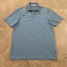 Criquet Polo Shirt Mens Medium Blue Striped Performance Pima Cotton Spandex