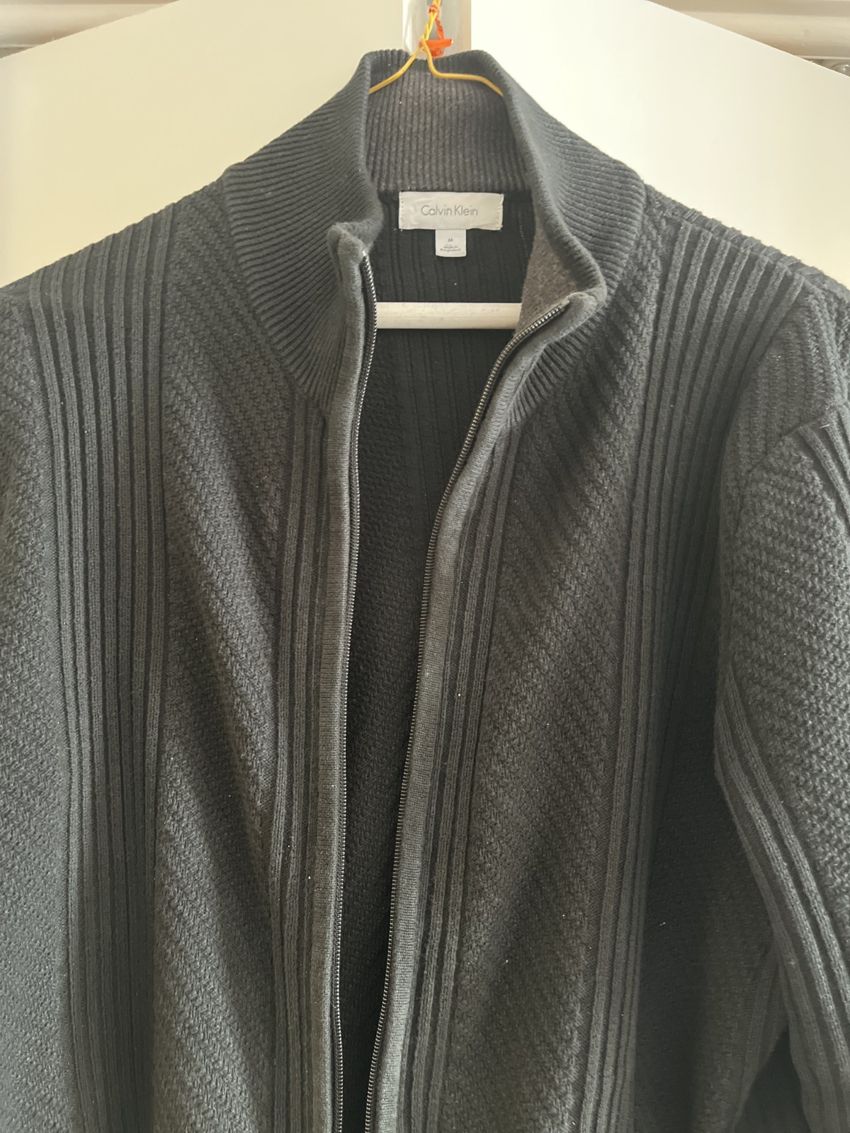 Calvin Klein Men’s Full Zip Sweater Jacket Size Medium, Dark Grey Knit thumbnail 11