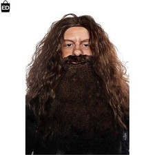 Comfortable Brown Wizard Wig and Fake Beard Set for Halloween Costume Parties