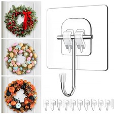 Christmas Decorations Heavy-Duty Wreath Hangers Large Adhesive Wall-Hooks 10Pack