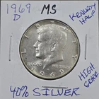 1969 D BU Kennedy Silver Half Dollar,  25C Combined Shipping