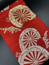 Obi Kimono Konjaku Club Luxury Pure silk stylish Antique Taisho RoWaterwheel Sei