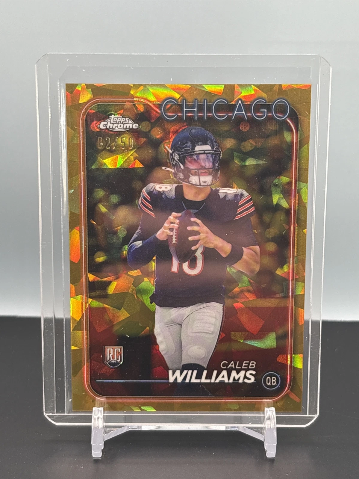 2024 Topps Chrome Sapphire Football Caleb Williams Gold 02/50 #202 RC Chicago