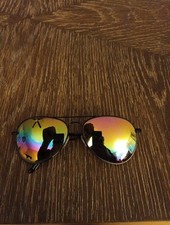 Aviator Sunglasses Black Frame w/ Mirrored Glass Lenses