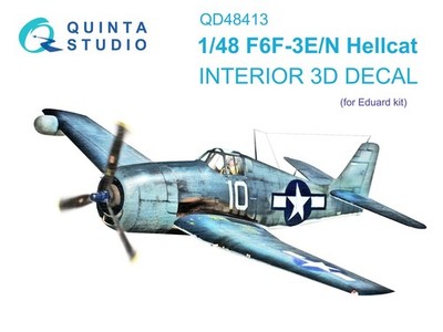 1:48 Grumman F6F-3E/N Hellcat Interior 3D Color Decal - Quinta QD48413 Eduard